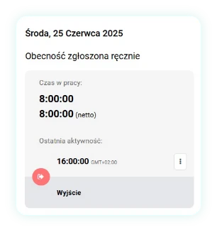 Zgłoszenie obecności, rejestracja czasu pracy